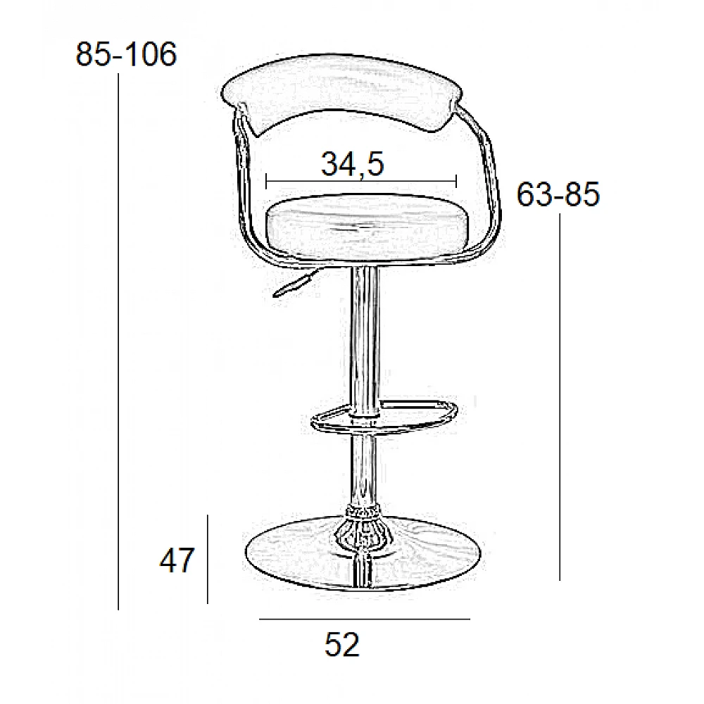 Σκαμπό Μπάρ 2τμχ Bar11 Μαύρο Pu Pvc 52x47x106εκ.
