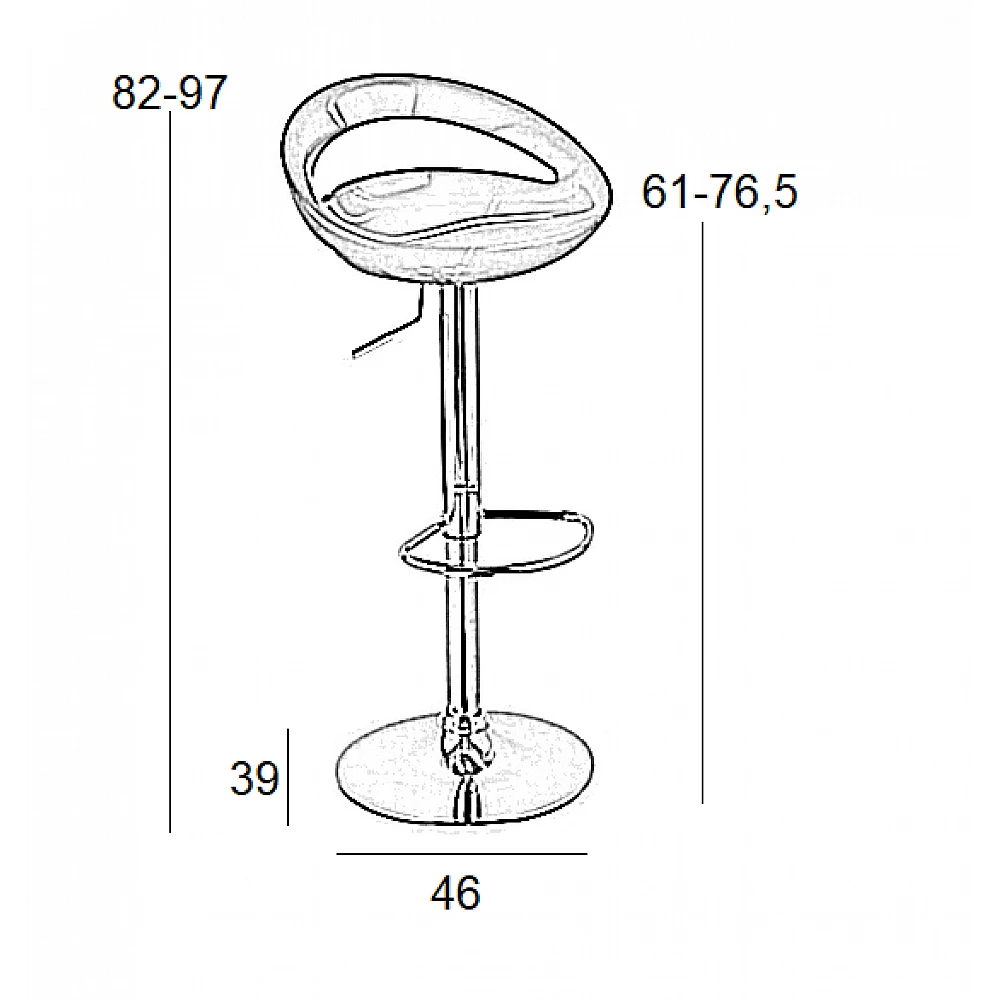 Σκαμπό Μπάρ 2τμχ Bar18 Μαύρο Abs 46x39x97εκ.