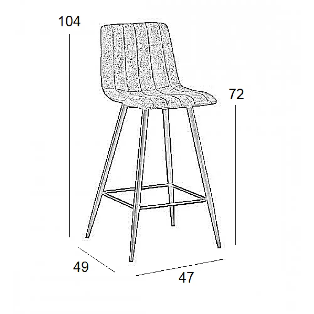 Σκαμπό Μπάρ 4τμχ Nero Γκρί Ύφασμα 47x49x72-104εκ.