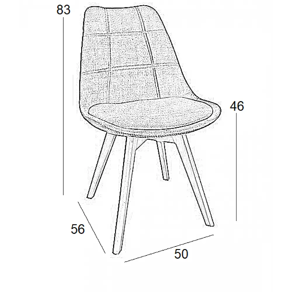 Καρέκλα Τραπεζαρίας Ξύλινη 4τμχ Bianca Grey Ύφασμα 50x56x46-83εκ.