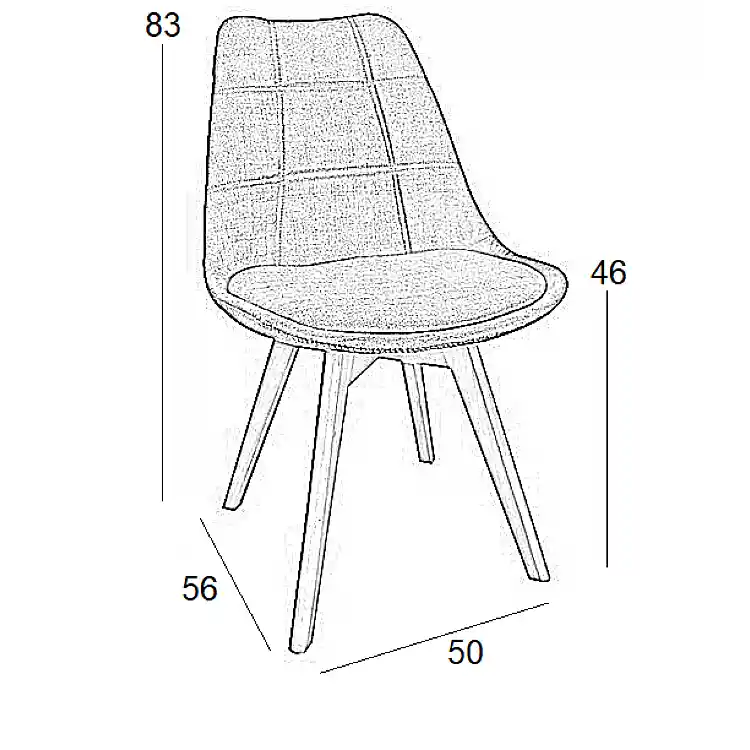 Καρέκλα Τραπεζαρίας Ξύλινη 4τμχ Bianca Black Ύφασμα 50x56x46-83εκ.
