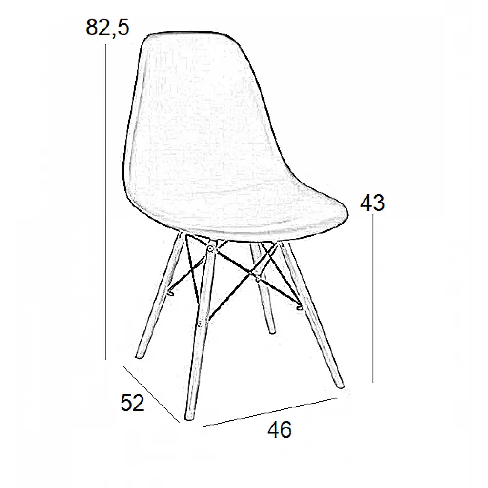 Καρέκλα Τραπεζαρίας Ξύλινη 4τμχ Loft Γκρί PP 46x52x43-82.5εκ.