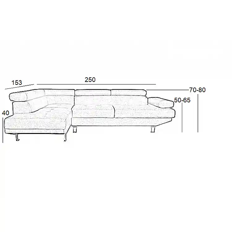 CORNER GREY ΥΦΑΣΜΑ ΚΑΝΑΠΕΣ ΔΕΞΙΑ ΓΩΝΙΑ 250X153X80εκ.