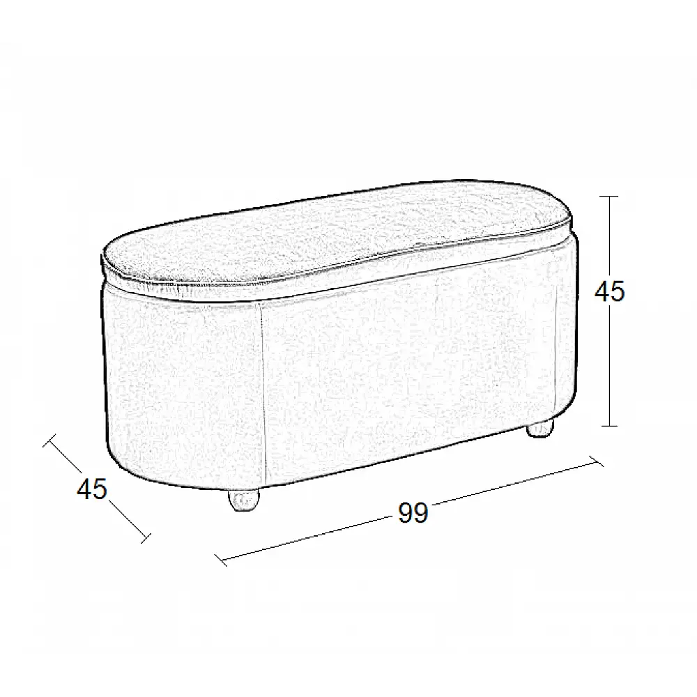 FOSTER ΣΚΑΜΠΟ VELVET GREY ΜΕ ΑΠΟΘ. ΧΩΡΟ 99Χ45X45εκ.