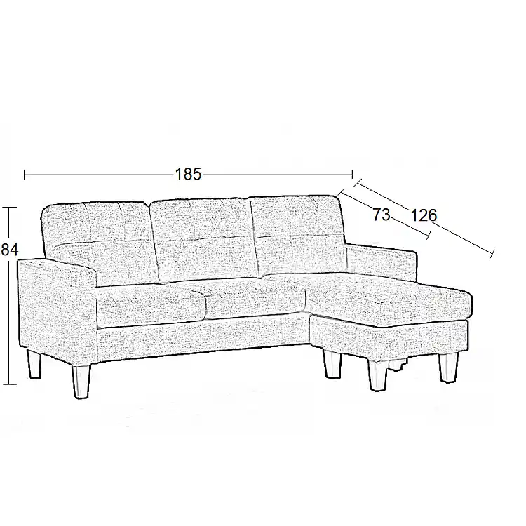 LIANA S GREY ΥΦΑΣΜΑ ΚΑΝΑΠΕΣ ΓΩΝΙΑ 185Χ126X84εκ.