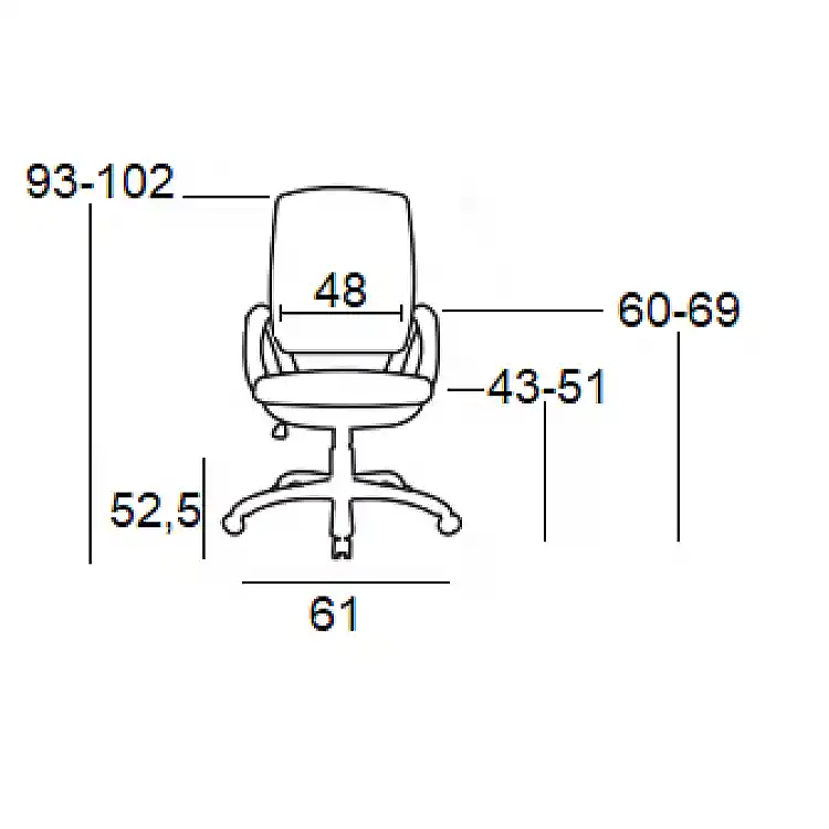 A1600 ΧΡΩΜΙΟ/ΜΑΥΡΟ MESH ΠΟΛΥΘΡΟΝΑ ΓΡΑΦΕΙΟΥ 61X52.5X43-93/51-102εκ.