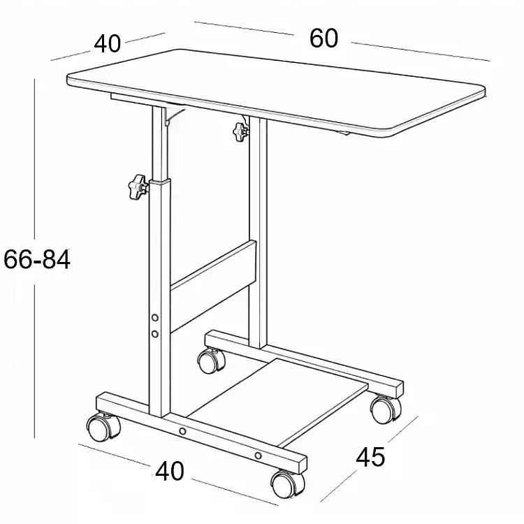 HELPER BLACK 60Χ40Χ66/84εκ. ΤΡΑΠΕΖΑΚΙ ΜΕΤΑΛΛΙΚΟ/MDF