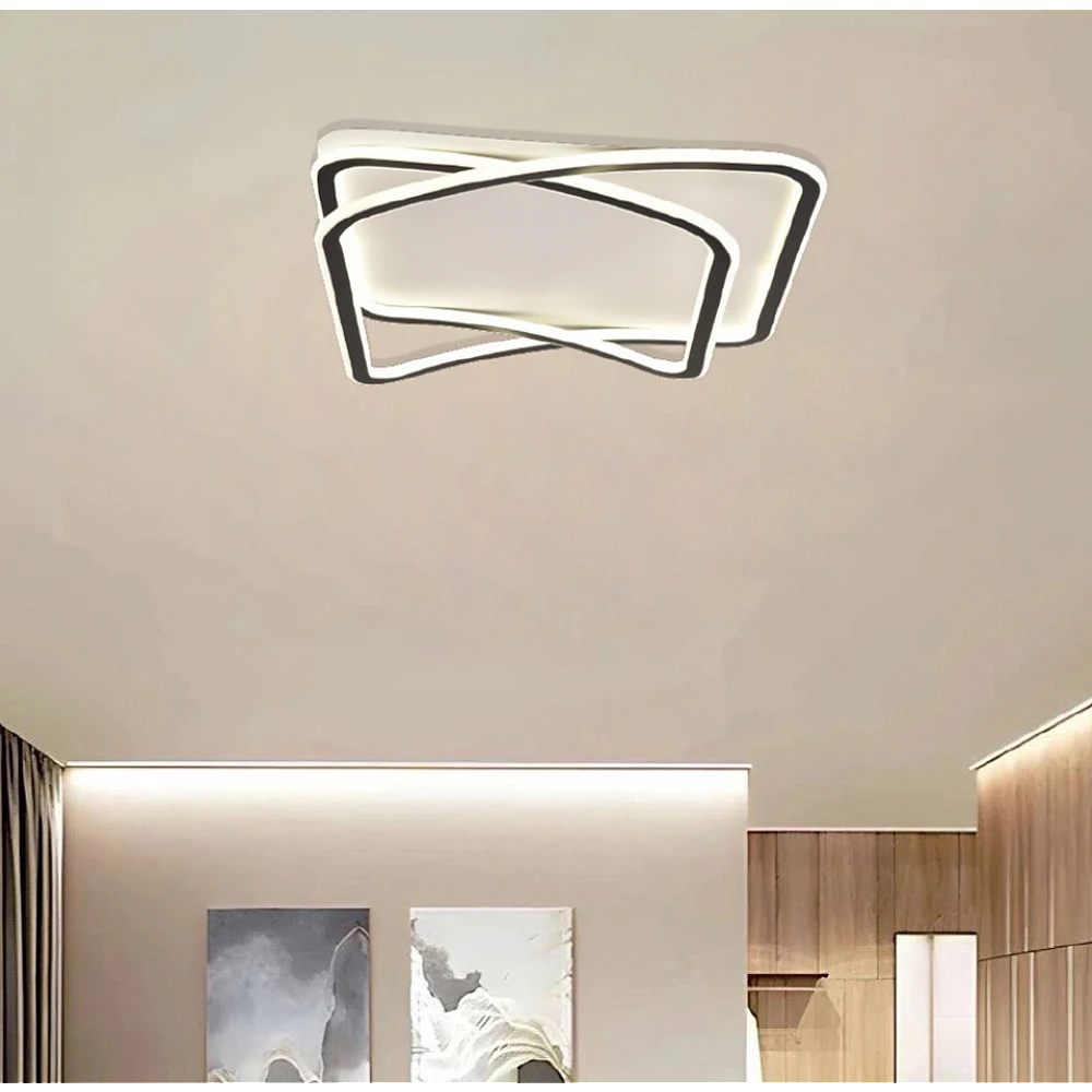 Inlight Πλαφονιέρα οροφής LED 38W 8800LM 3CCT από μαύρo μέταλλο και λευκό ακρυ΄λικό D:50x50cm (42038-Black/white)