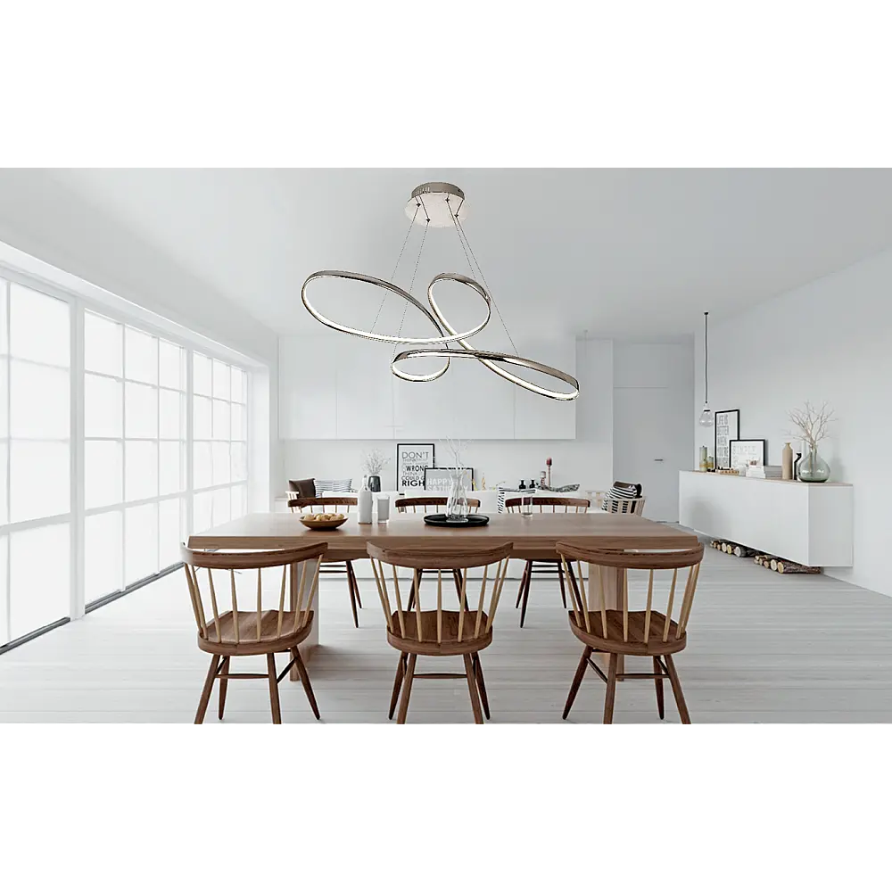 InLight Κρεμαστό φωτιστικό LED 56W 3CCT (by switch) από αλουμίνιο σε χρυσή ματ απόχρωση D:100cm (6151-GL)