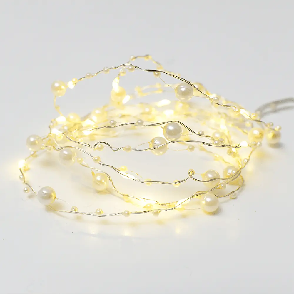 PEARL Σχέδιο 20 LED ΛΑΜΠΑΚΙΑ ΣΕ ΣΕΙΡΑ ΘΕΡΜΟ ΛΕΥΚΟ ΑΣΗΜΙ ΚΑΛΩΔΙΟ ΧΑΛΚΟΥ & ΜΠΑΤΑΡΙΕΣ 2xAA IP20 2m+10cm 1.2W