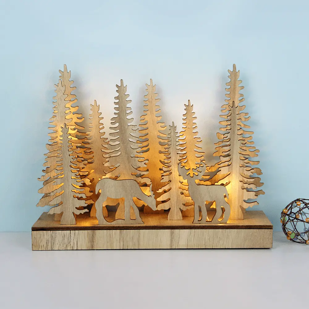 PLYWOOD CHRISTMAS TREE 2 22 LED WW Λ/ΚΙΑ ΜΠ/ΡΙΕΣ (2AA) IP20 30X8X23CM